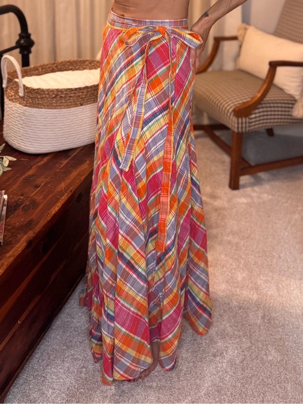 Ralph Lauren Multicolor Plaid Wrap Maxi Skirt - Picture 4 of 7